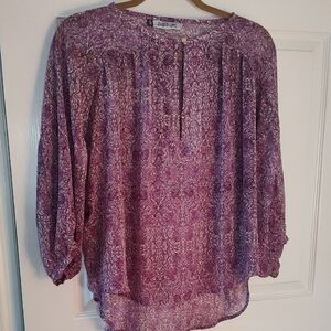 Jennifer Lopez Purple Patterned Blouse